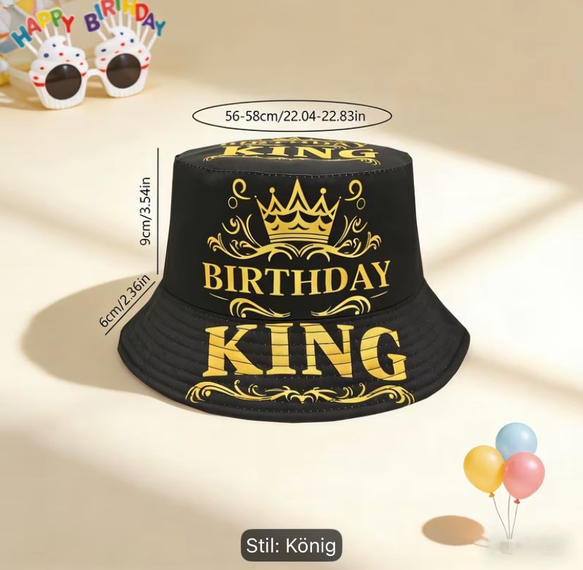 Copricapi, berretti & cappellini: Schwarzer "Birthday King" Fischerhut - Sommer Accessoire! – Nuovo e nell'imballaggio originale da Kollbrunn venduto da Rijeka33 1