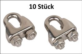 10 Stk. Drahtseilklemmen INOX 6 mm. Kostenfreie Zustellung!