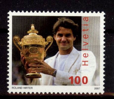 Alle Briefmarken: 2007, Sondermarke Roger Federer ** (1) – Gebraucht aus Willisau von Vollstempel