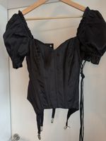 Damen Korsett Top schwarz mit Puffärmeln Zustand neuwertig