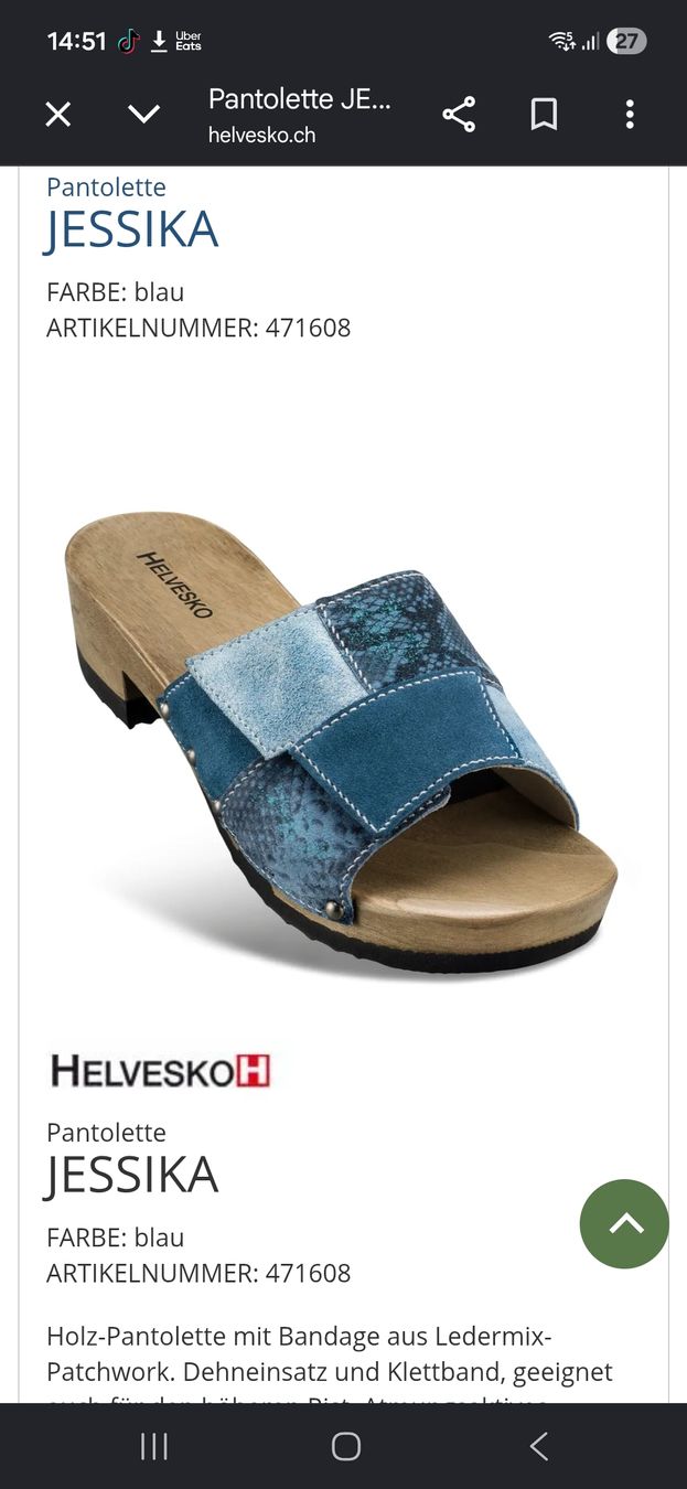 Chaussures femmes: Helvesko Pantolette JESSKA blau Leder-Patchwork neu  – Neuf avec emballage d'origine à Sevelen par rot_7p8z