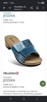 Helvesko Pantolette JESSKA blau Leder-Patchwork neu 