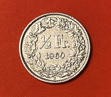 50 Rappen oder 1/2 Fr.1960 B ( Silber ) Auflage 14.5 Mio