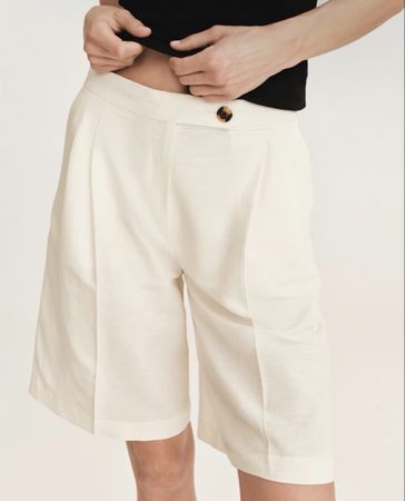 Shorts H&M Leinengemisch 38 Creme