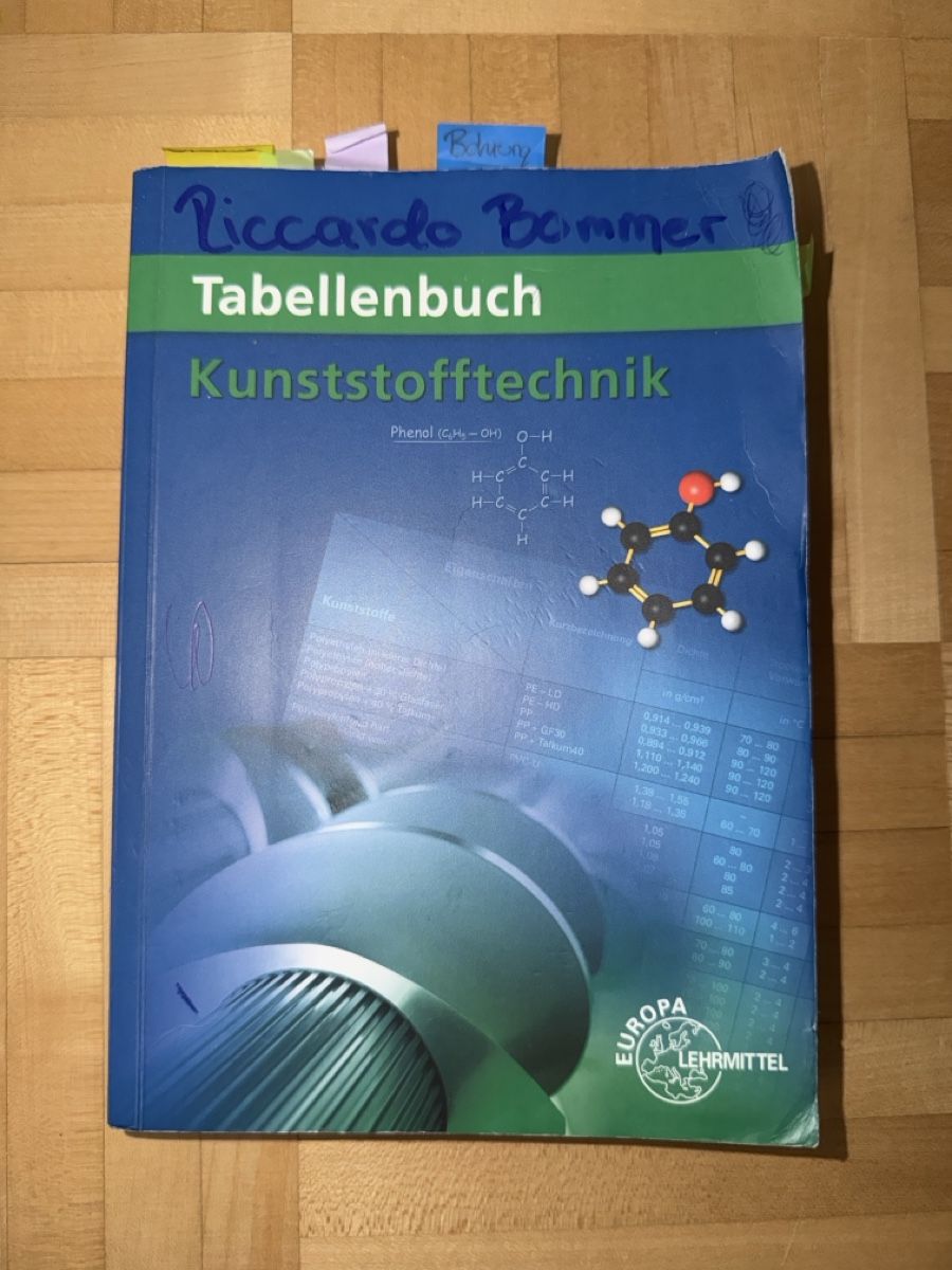 Libri: Tabellenbuch Kunststofftechnik - Top Zustand – Usato da Steckborn venduto da riccardo.bommer