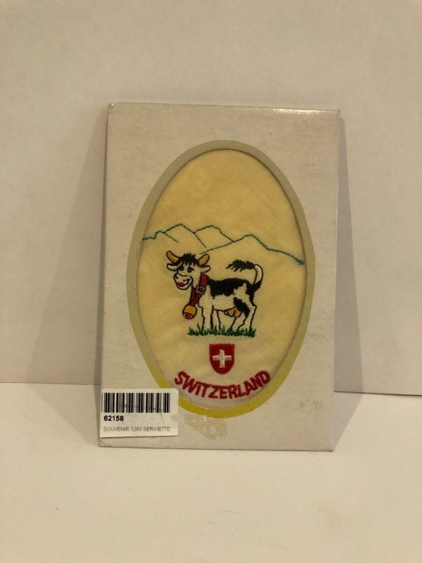 Tovaglioli: Serviette souvenir Suisse avec vache et drapeau – Nuovo (secondo la descrizione) da La Chaux-de-Fonds venduto da Kisah