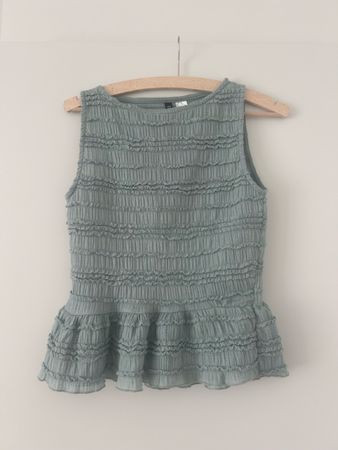 H&M Damen Top ärmellos gerüscht grün