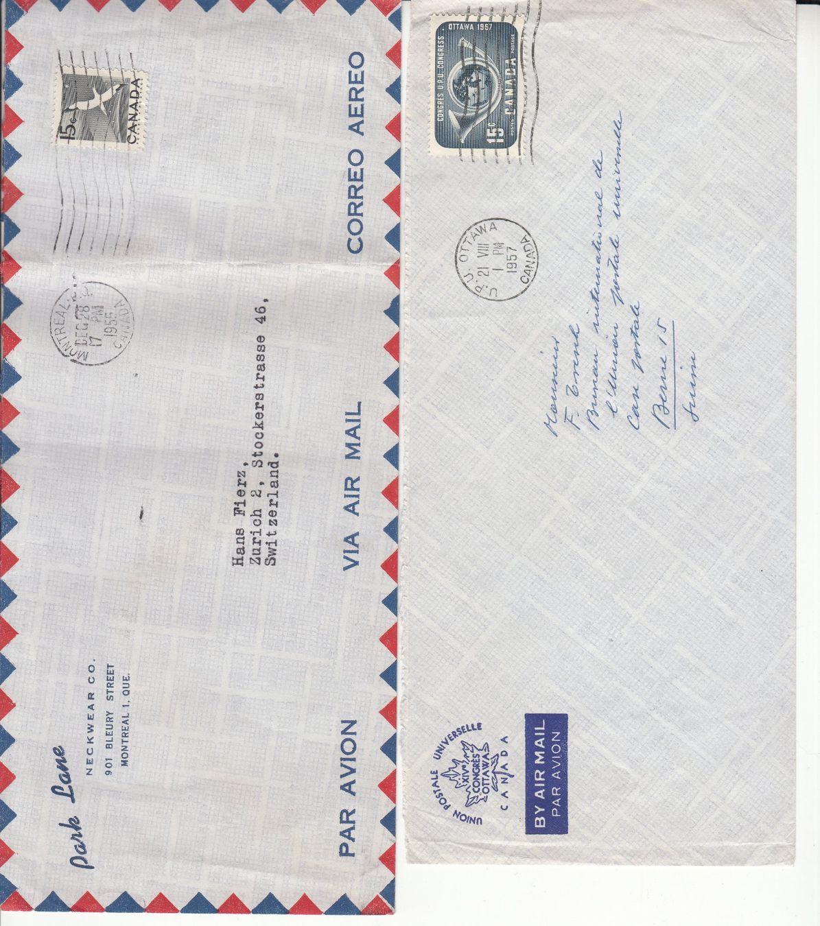Tutti i francobolli: Kanada - Schweiz 1947 - 1957, 4 Briefe – Usato da Bürglen TG venduto da StampGraf 2