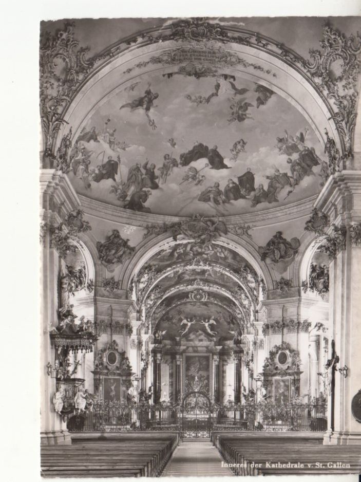 Cartoline postali: St. Gallen Kathedrale, ca. 1960 – Usato da Bürglen TG venduto da StampGraf