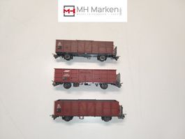 Bemo 3x offene Güterwagen der Rhätischen Bahn H0m ohne OVP