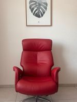 Bequemer Relaxsessel mit Fußhocker aus echtem Leder