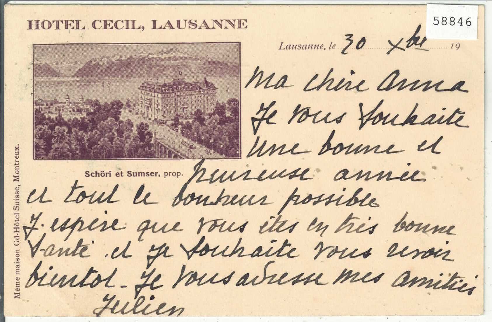 Ansichtskarten: Lausanne - Hotel Cecil – Gebraucht aus Ettingen von Kartenplanet