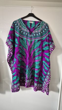 tunique d'été violette et turquoise - Taille unique