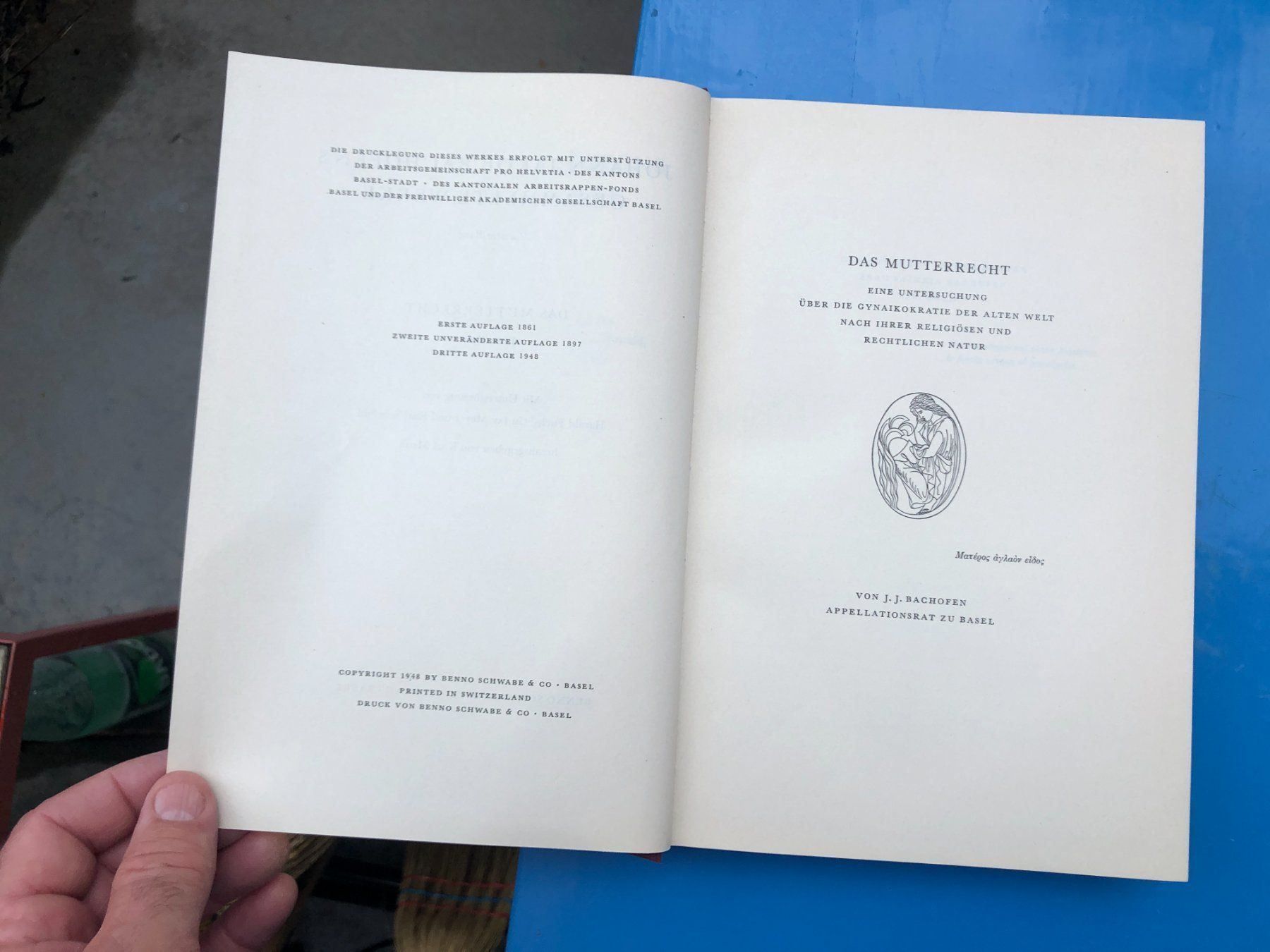 Libri: J.J. Bachofen: Das Mutterrecht. 2 Bde. – Usato da Zürich venduto da allp 8
