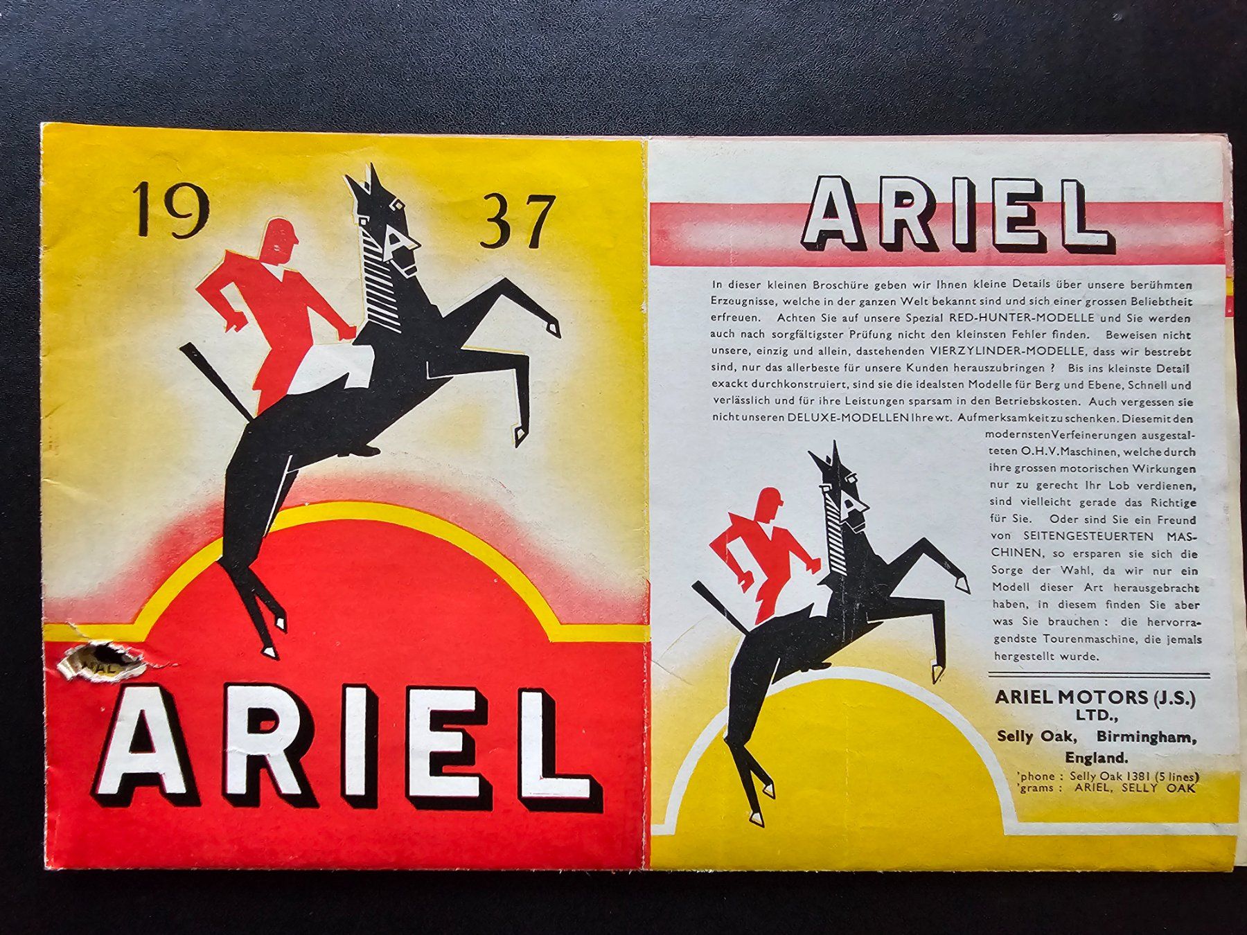Documenti: Ariel 1937 Prospekt – Usato da Stein AG venduto da Zantico