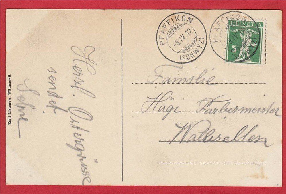 Cartoline postali: LUEGETEN BEI PFÄFFIKON 1912 – Usato da Grüningen venduto da Kartenlaube 1
