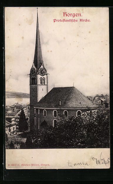 Cartoline postali: AK Horgen, Protestantische Kirche – Usato da Berlin venduto da bartko-reher