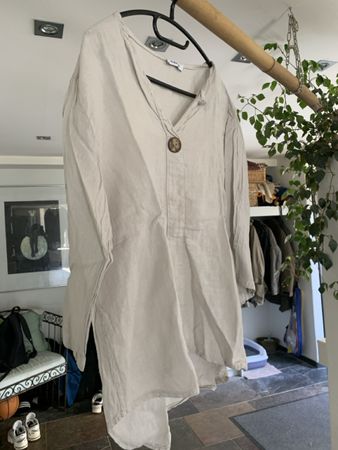 Leinen-Bluse/Tunika – Beige/Natur – Gr. M