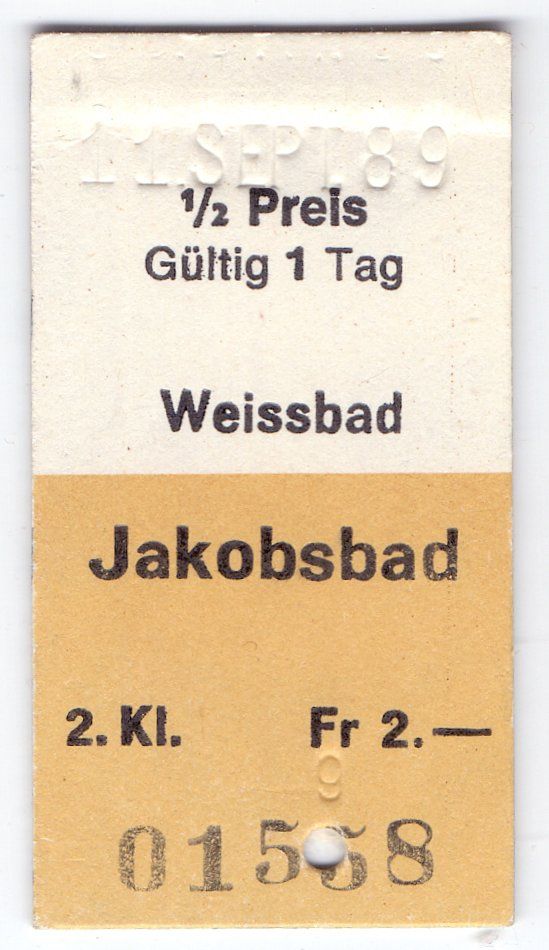 Tickets: Billette Weissbad - Jakobsbad – Gebraucht aus Langenthal von Sammlungs_aus