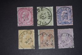 1884 MiNr. 42 - 47 Belgien