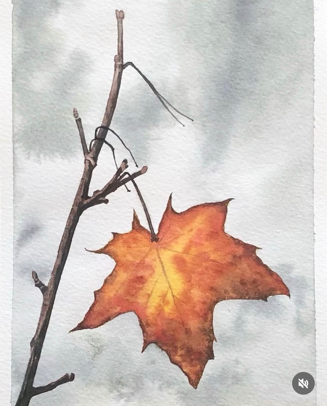 Gemälde: Aquarelle feuille morte – Neu (gemäss Beschreibung) aus Le Crêt-p-Semsales von staglione69 1