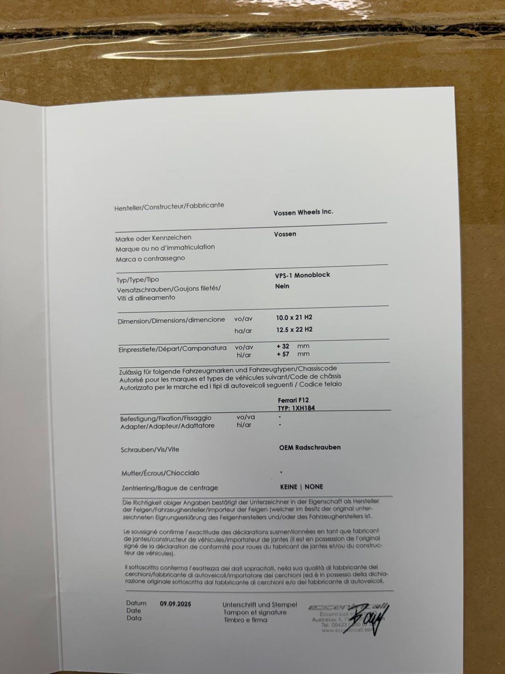 Ferrari Cerchioni: NEUE Vossen VPS-1 – Nuovo e nell'imballaggio originale da sirnach venduto da Sirnach8370 7