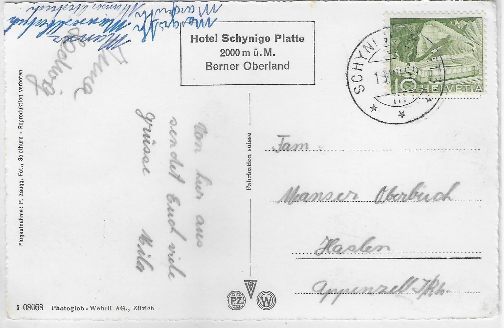 Cartoline postali: Schynige Platte mit Daube u. Gummihorn – Usato da Ettingen venduto da Kartenplanet 1