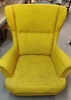 Vintage Yellow Wingback Armchair - Cozy Winter Reading
