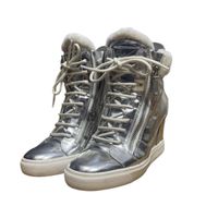 Giuseppe Zanotti silver high top wedge sneakers