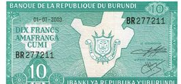 Burundi 10 Francs 2003 P-33d UNZ Serie BR