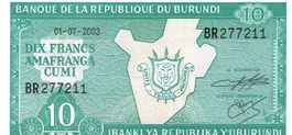 Burundi 10 Francs 2003 P-33d UNZ Serie BR-277215