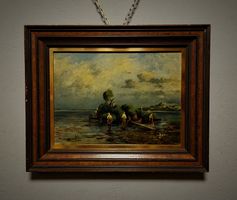 Vintage bayerische Seelandschaft, signiert, gerahmt