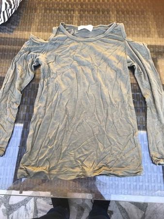Mädchen Sweatshirt Schultern frei olivgrün 140