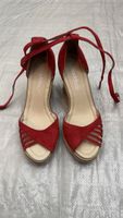 Manor Keilabsatz Sandalen Rot Grösse 39 Leder