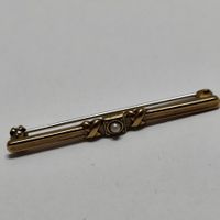 Vintage Stabnadel Brosche Gold XOXO Perle Retro #C3