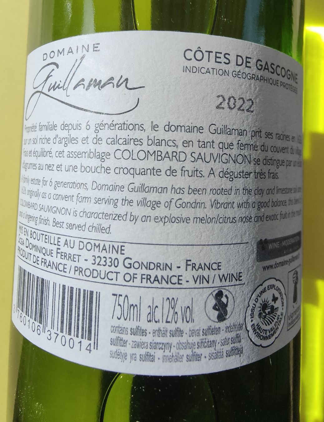 Wein: Domaine Guillaman 2022 – Neu und originalverpackt aus chur von Hmars 1