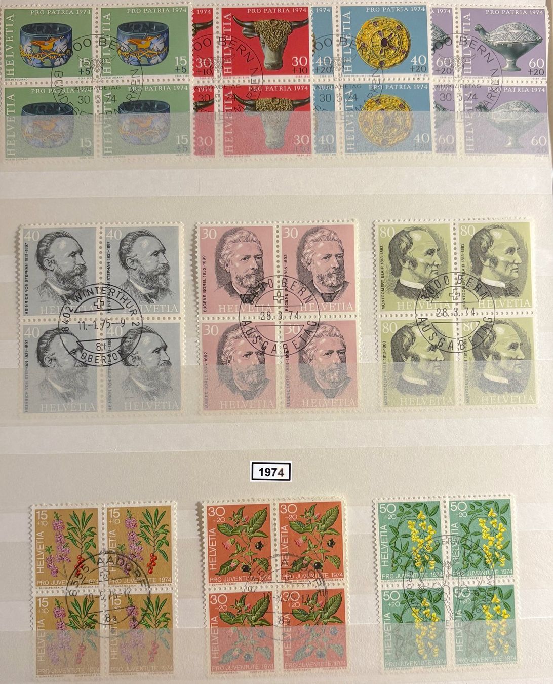 Tutti i francobolli: Timbres suisses 1974 Par 4 – Usato da Lausanne venduto da Cabessa 1