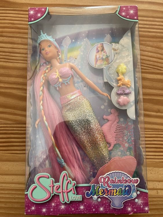 Bambola Steffi Love Magic Mermaid – Sirena Con Pinna Che Cambia Colore, Cavalluccio Marino E Spazzola, 29cm, 3+
