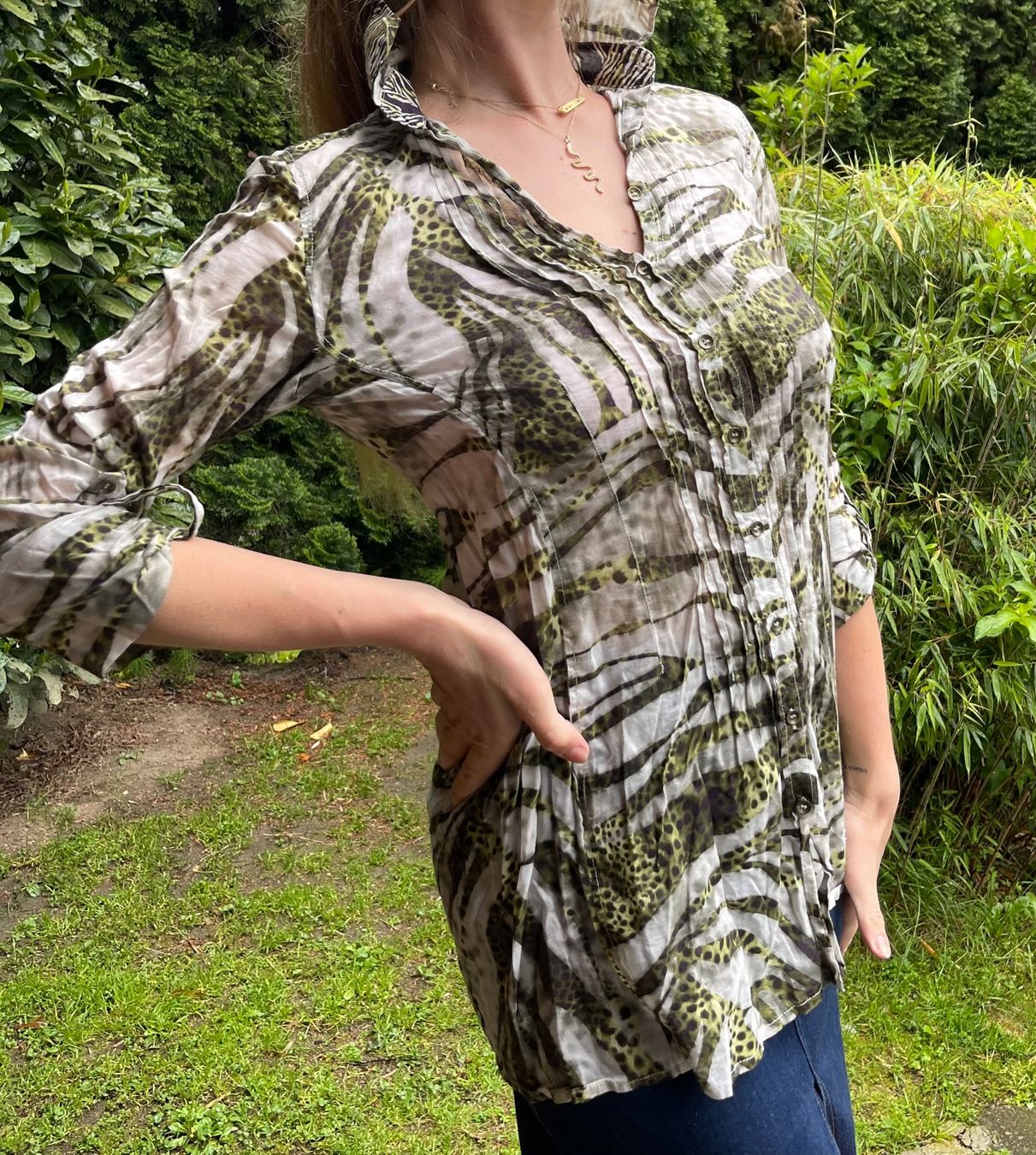 Blusen: Exklusiv Camicia lunga-zebrato-cotone con seta-tgS/M – Neu (gemäss Beschreibung) aus Gordevio von LanaZimm 3