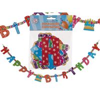 Karton-Girlande, Happy Birthday, L: ca. 1,55 m,