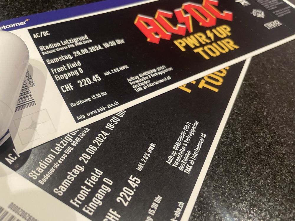 AC DC Ticket Front Field | Kaufen auf Ricardo