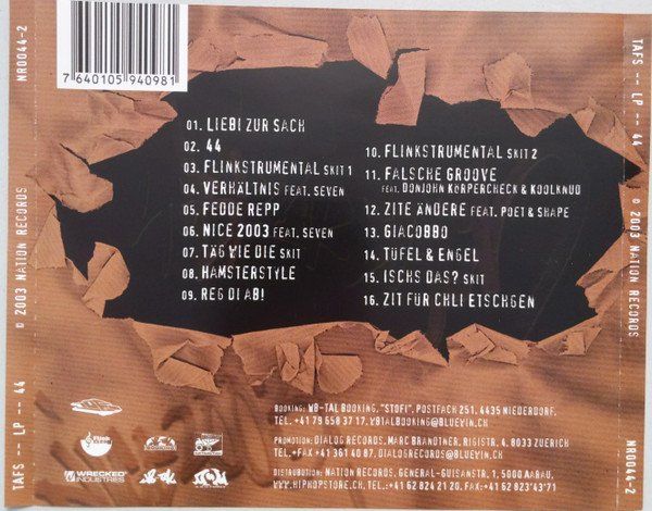 CD: CD Tafs – 44 CH-Rap 2003 NR0044-2 – Usato da Burg AG venduto da ..machine_rec.. 1