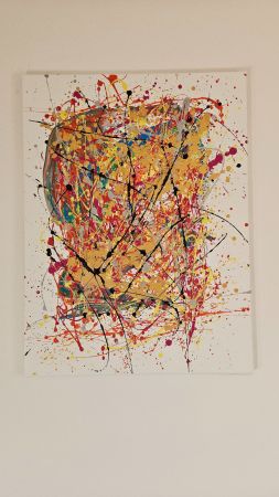 Tableau abstrait, couleurs vives et gaies, unique!