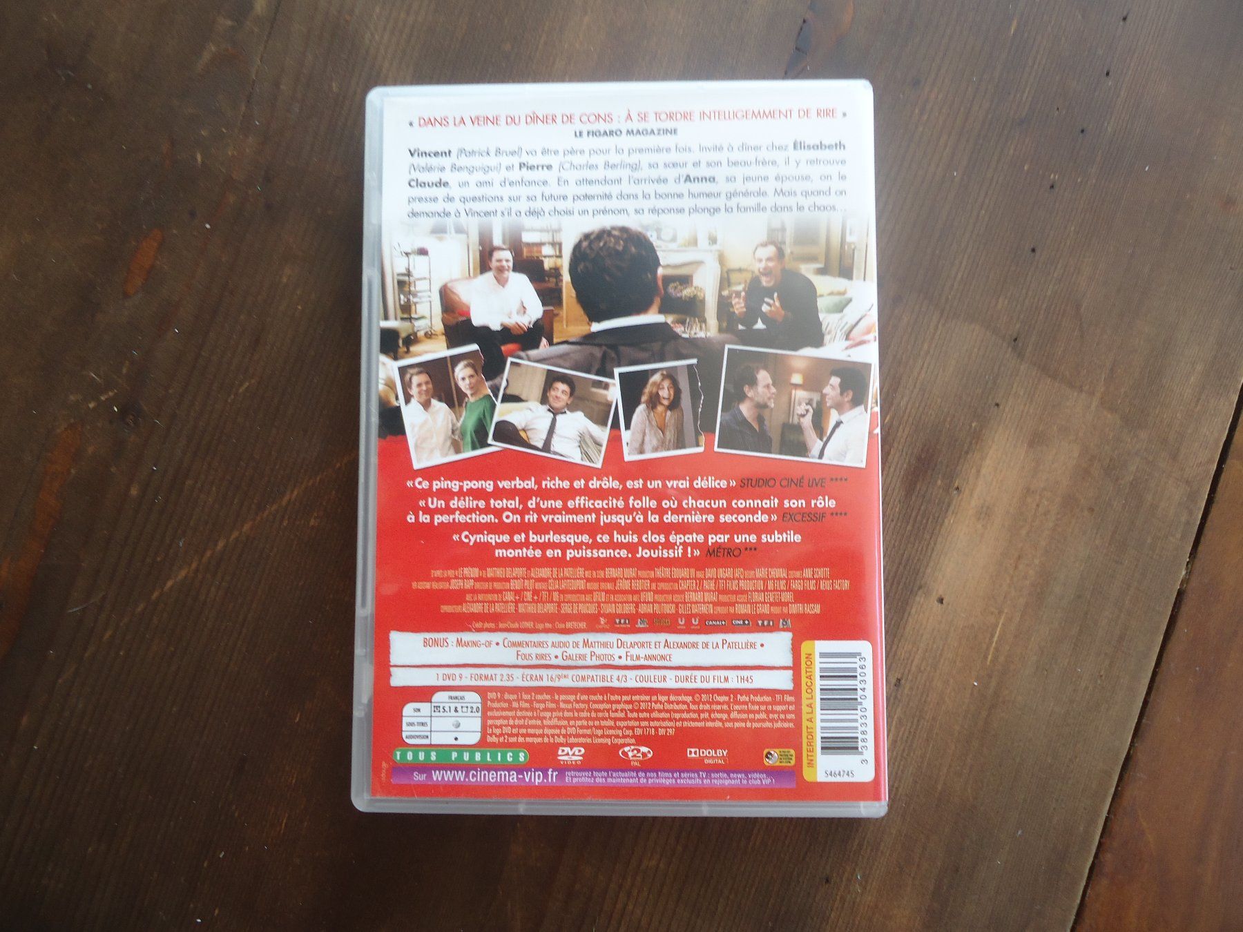 Tutti i DVDs: DVD Le prénom - Bruel, Benguigui, Behrling, ... – Usato da Vessy venduto da mafabe 1