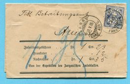 Faltbrief Aarau nach Auenstein 1905 - Abs: Amtsblatt Aarau