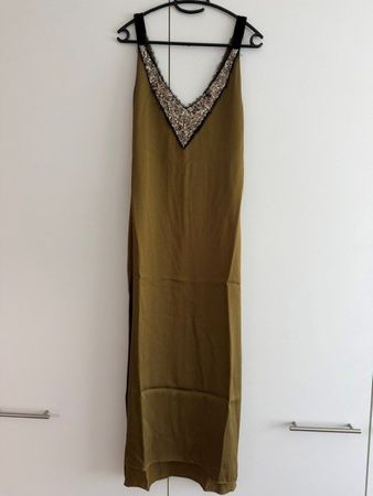 Massimo Dutti Paillettenkleid Gr S olivgrün