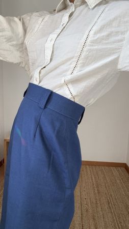 Rock blau Viskose Leinen 36