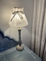 Shabby Chic Lampe, Tischlampe mit Stoffschirm, Vintage Stil