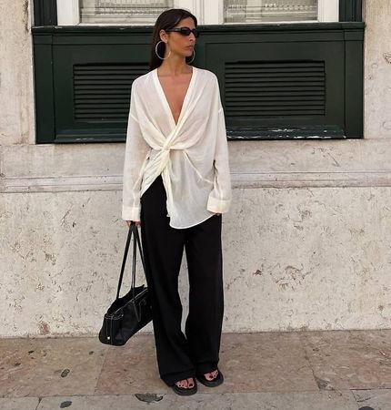 Guaja Studio Esme Draped Silk Twist Blouse S/M