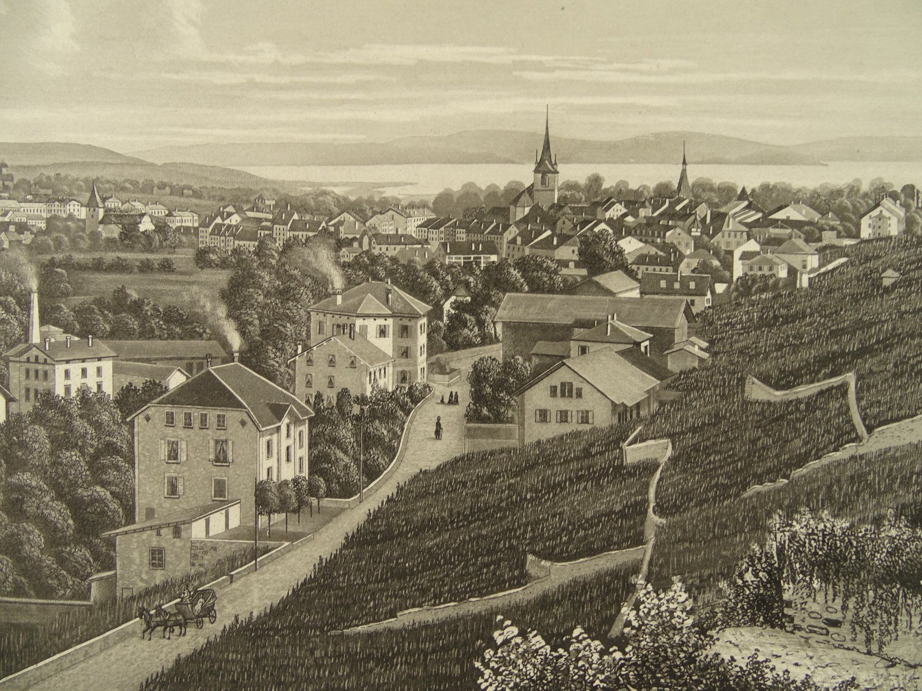 Incisioni: BIEL, BIENNE, STAHLSTICH UM 1870 – Usato da Grüningen venduto da Kartensammler 2